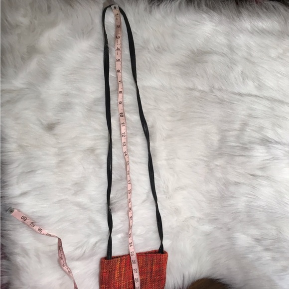 Vintage Calypso woven mini crossbody purse bag orange knit with leather strap - Picture 8 of 10